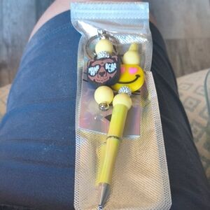 Yellow Emoji Keychain and Pen Set